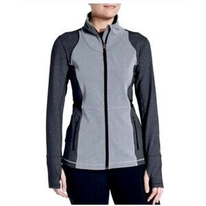 Calia by Carrie Underwood Two-Tone Grey Stretch Full Zip Pockets Jacket Sz Med